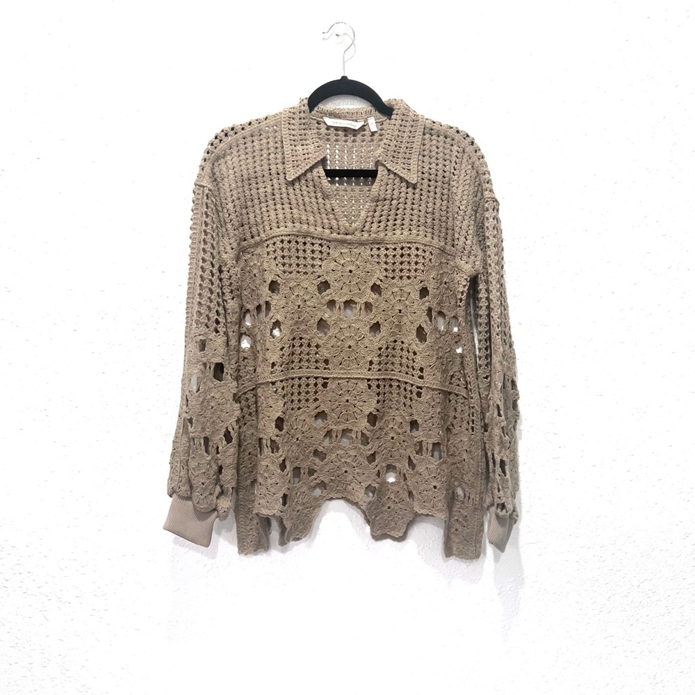 Soft Surroundings Tan V-Neck Sweater